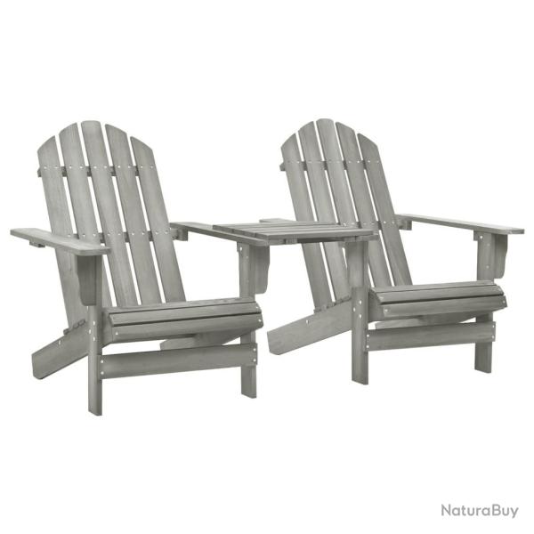 Chaises de jardin Adirondack avec table bois de sapin gris