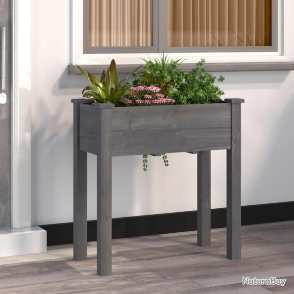 Jardini�re avec doublure gris 71x37x76 cm bois massif de sapin