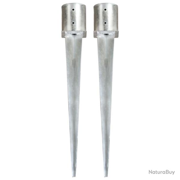 Piquets au sol 2 pcs Argent 12x91 cm Acier galvanis