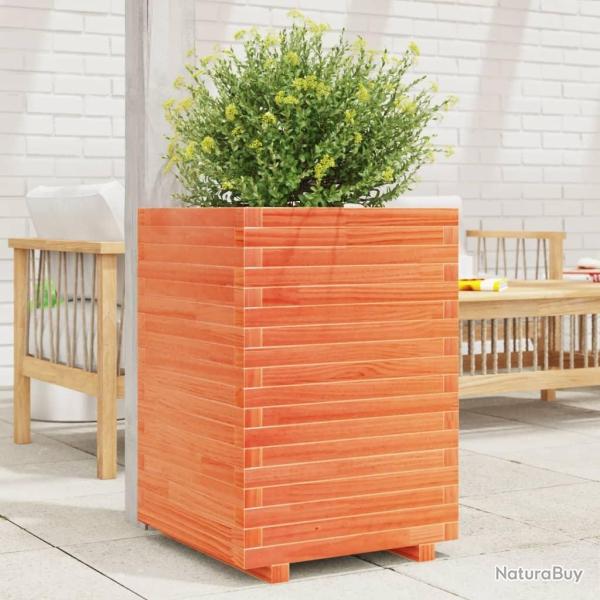 Jardinire cire marron 50x50x72 cm bois de pin massif