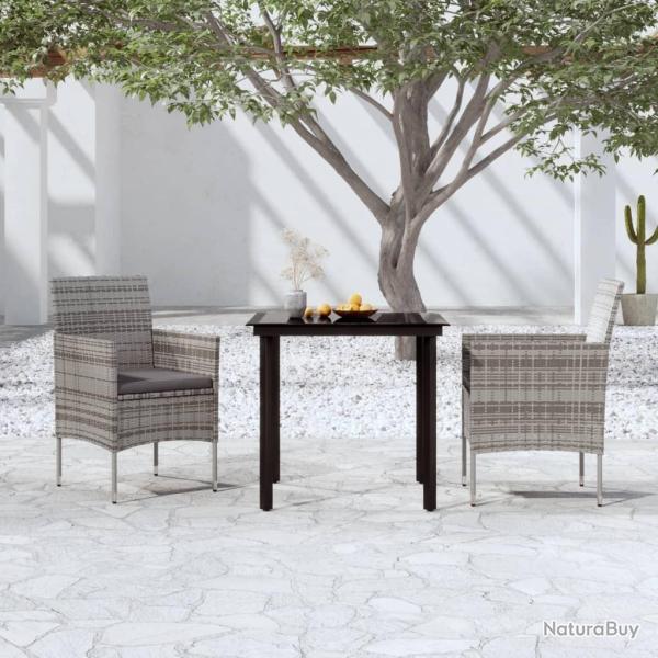 Ensemble � manger de jardin et coussins 3 pcs Gris et noir