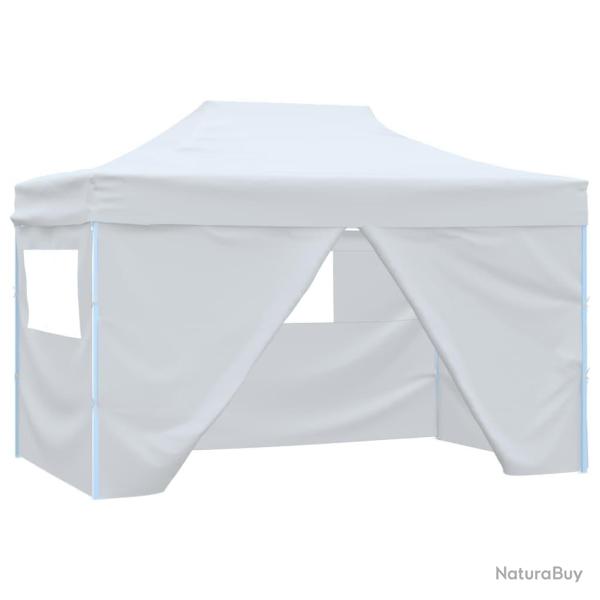 Tente pliable de r�ception avec 4 parois 3 x 4,5 m Blanc