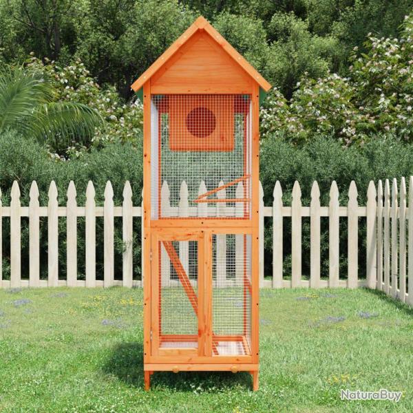 Maison � oiseaux marron 60x58,5x160 cm bois massif de pin