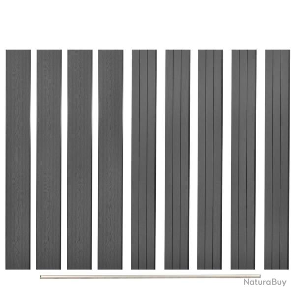 Panneaux de clture de remplacement 9 pcs WPC 170 cm Gris