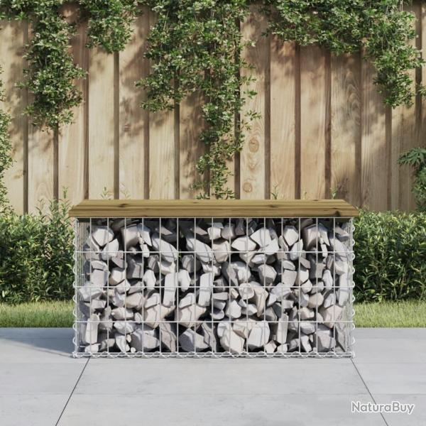 Banc de jardin design gabion 83x44x42 cm bois de pin impr�gn�