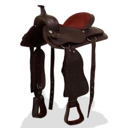 Selle, bridon et col de poitrine Cuir v&eacute;ritable 15 po Marron