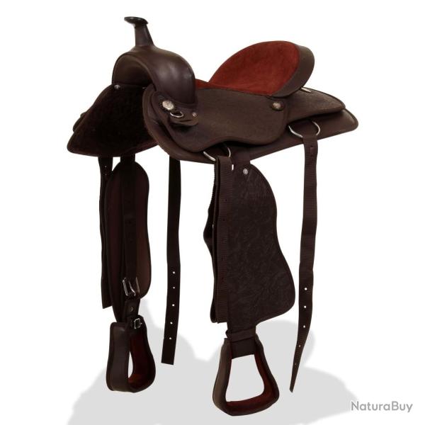 Selle, bridon et col de poitrine Cuir v�ritable 15 po Marron