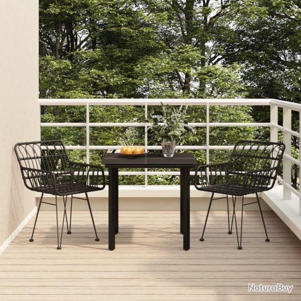 Ensemble � manger de jardin 3 pcs Noir R�sine tress�e