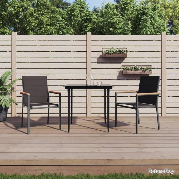 Ensemble � manger de jardin 3 pcs noir textil�ne et acier