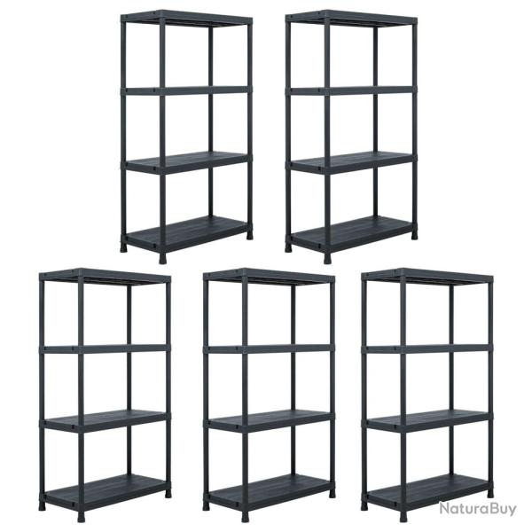 tagres de rangement 5 pcs Noir 60x30x138 cm Plastique