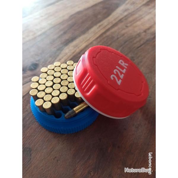 Bo�te � munitions 22lr bleue blanc rouge design pratique et robuste. Feinwerkbau CZ Tikka Rossi.