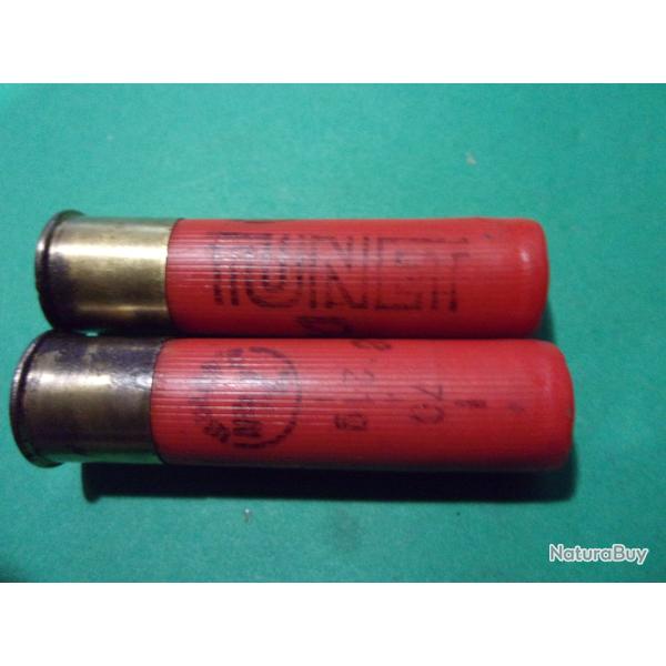 2 cartouches de chasse ancienne en cal: 28, TUNET d�tente 70 m/m 20 gramme �tui plastic rouge