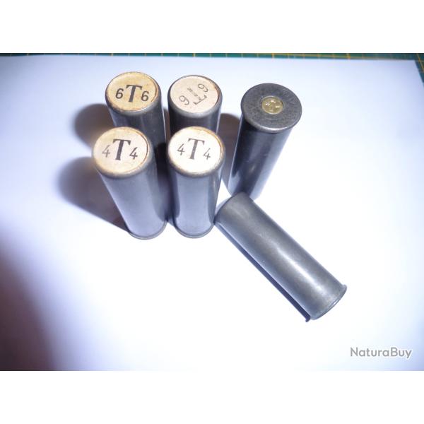 Lot de 6 anciennes cartouches ATE - Douilles en laiton - calibre 16 - pour collection