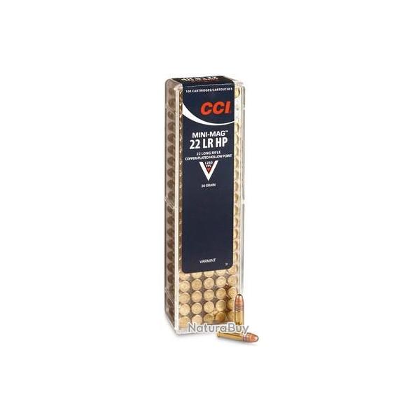 BTE 100 CART. CCI VARMINT MINI-MAG HP CAL. .22 LR HP POINTE CREUSE CUIVR�E 36GR