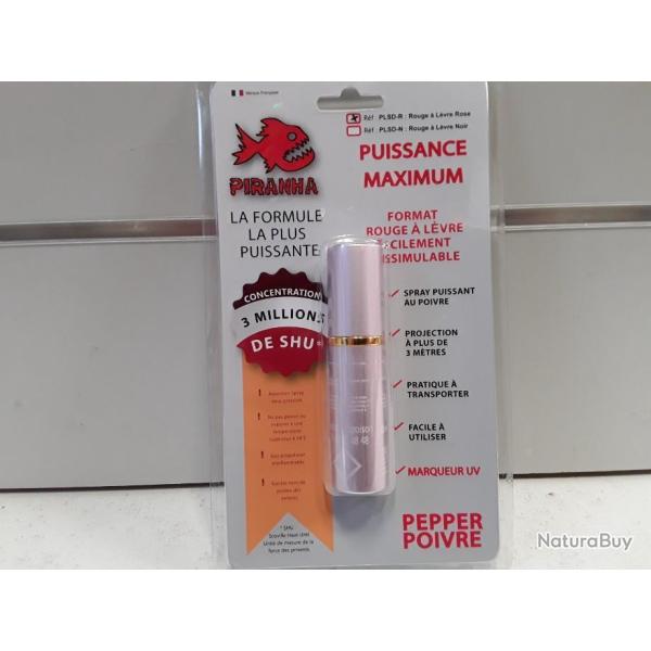 Spray poivre Piranha ROUGE � LEVRE ROSE facilement dissimulable 22ml