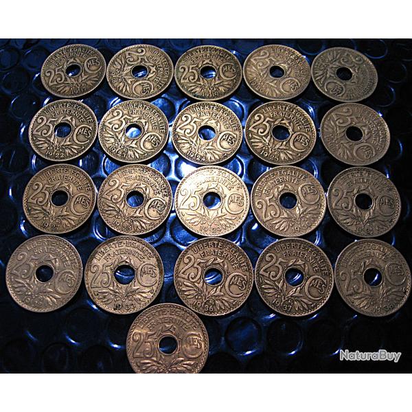 France  serie de 21 pieces fran�aises de 25 centimes LINDAUER 1917-1939 ttb