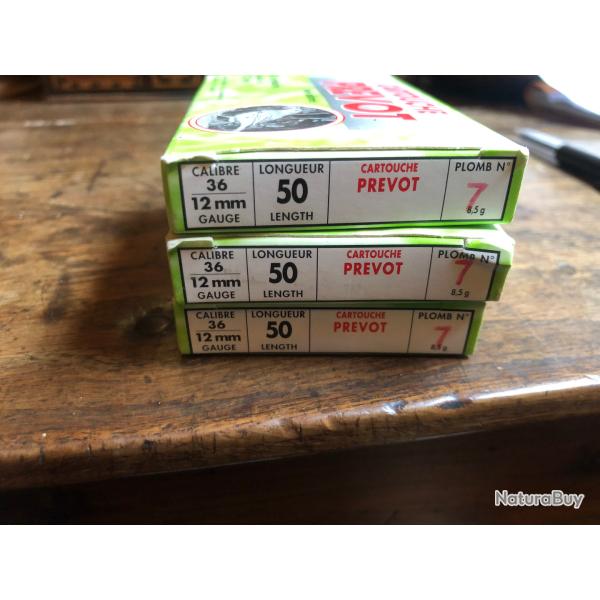 3 botes de 10 munitions cal36/12mm prevot nr7