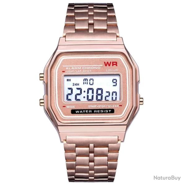 Montre Digitale Acier Sport Noir Etanche Chronom�tre Alarme