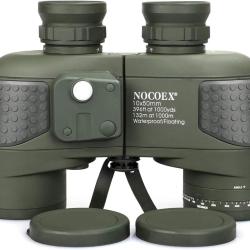 Jumelles Nautiques &Eacute;tanches 10x50 avec T&eacute;l&eacute;m&egrave;tre Boussole BAK4 Marine Navigation Chasse Observation