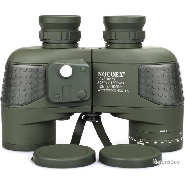 Jumelles Nautiques �tanches 10x50 avec T�l�m�tre Boussole BAK4 Marine Navigation Chasse Observation
