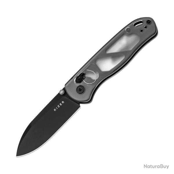 Couteau Kizer Drop Bear Lame Acier Nitro-V Manche Acrylique Transparent Clutch Lock KIV3619A9
