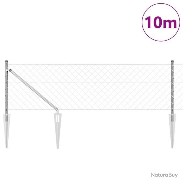 Clture en Chane avec 7 Poteaux  Piquet 0.8x10 m Acier Galvanis
