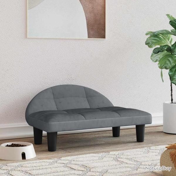 Lit pour chien gris fonc� 70x52x30 cm velours