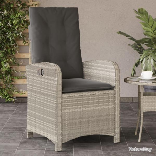 Chaise inclinable de jardin coussins gris clair r�sine tress�e