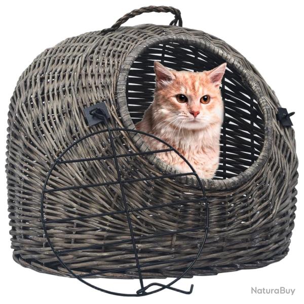 Cage de transport pour chats Gris 50x42x40 cm Saule naturel