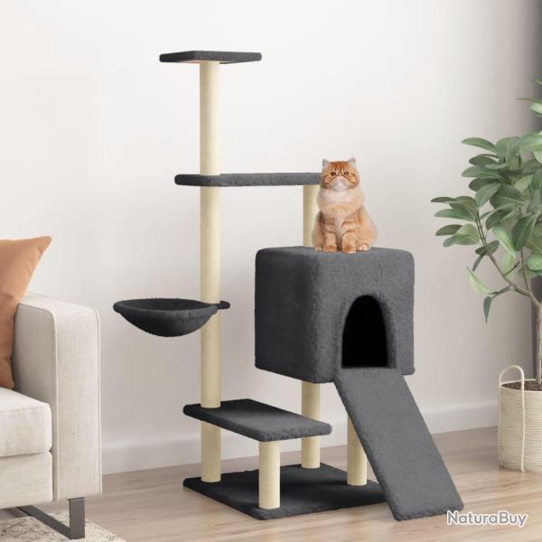 Arbre � chat avec griffoirs en sisal gris fonc� 130,5 cm