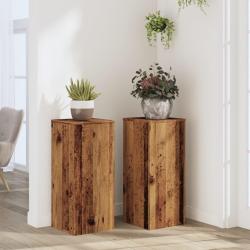 Supports pour plantes 2 pcs vieux bois bois d'ing&eacute;nierie