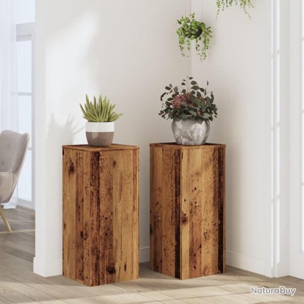Supports pour plantes 2 pcs vieux bois bois d'ing�nierie