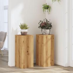 Supports pour plantes 2 pcs ch&ecirc;ne artisanal bois d'ing&eacute;nierie