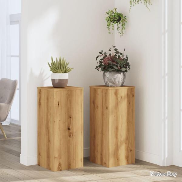 Supports pour plantes 2 pcs ch�ne artisanal bois d'ing�nierie