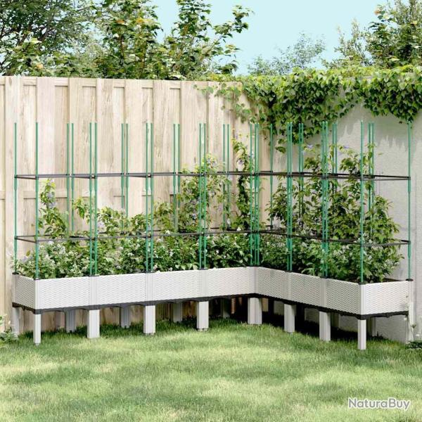 Jardinire avec treillis blanc 200x160x142,5 cm PP