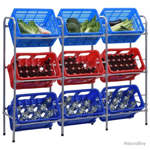 �tag�re de rangement pour 9 caisses Argent� 145x33x116 cm Acier
