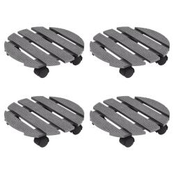 Chariots &agrave; plantes 4 pcs Gris &Oslash;30x7,5 cm WPC