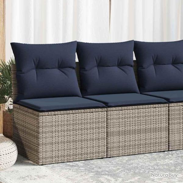 Salon de jardin 2 pcs avec coussins gris r�sine tress�e acacia