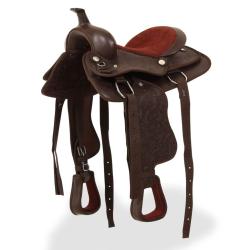 Selle, bridon et col de poitrine Cuir v&eacute;ritable 12 po Marron