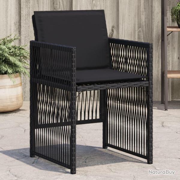 Chaises de jardin lot de 4 avec coussins noir rsine tresse