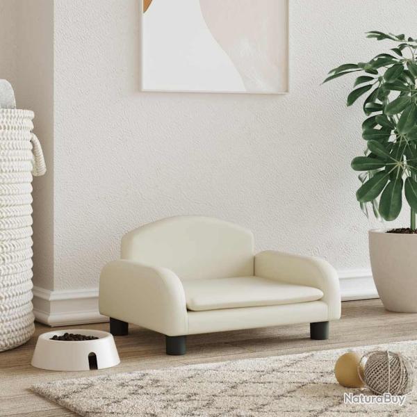 Lit pour chien crme 50x40x30 cm similicuir