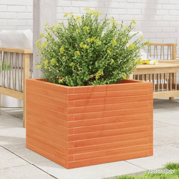 Jardinire cire marron 60x60x46 cm bois de pin massif