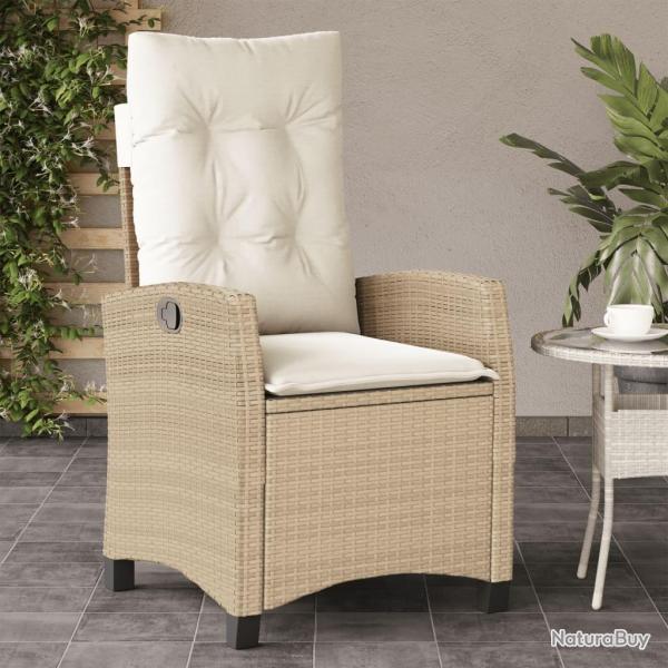 Chaise inclinable de jardin avec coussins beige r�sine tress�e