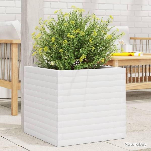 Jardinire blanc 50x50x46 cm bois de pin massif
