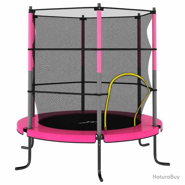 Trampoline avec filet de scurit Rond 140x160 cm Rose