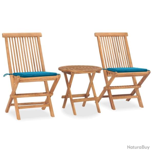Ensemble � manger d'ext�rieur pliable avec coussin 3 pcs Teck