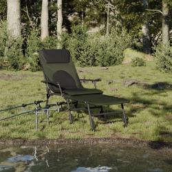 Chaise longue de p&ecirc;che avec pieds &agrave; boue r&eacute;glables pliable vert