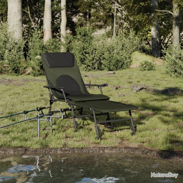 Chaise longue de p�che avec pieds � boue r�glables pliable vert
