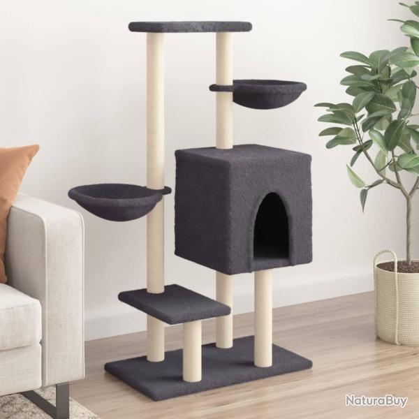 Arbre � chat avec griffoirs en sisal gris fonc� 117 cm