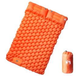 Matelas de camping autogonflant et oreillers 2 personnes orange